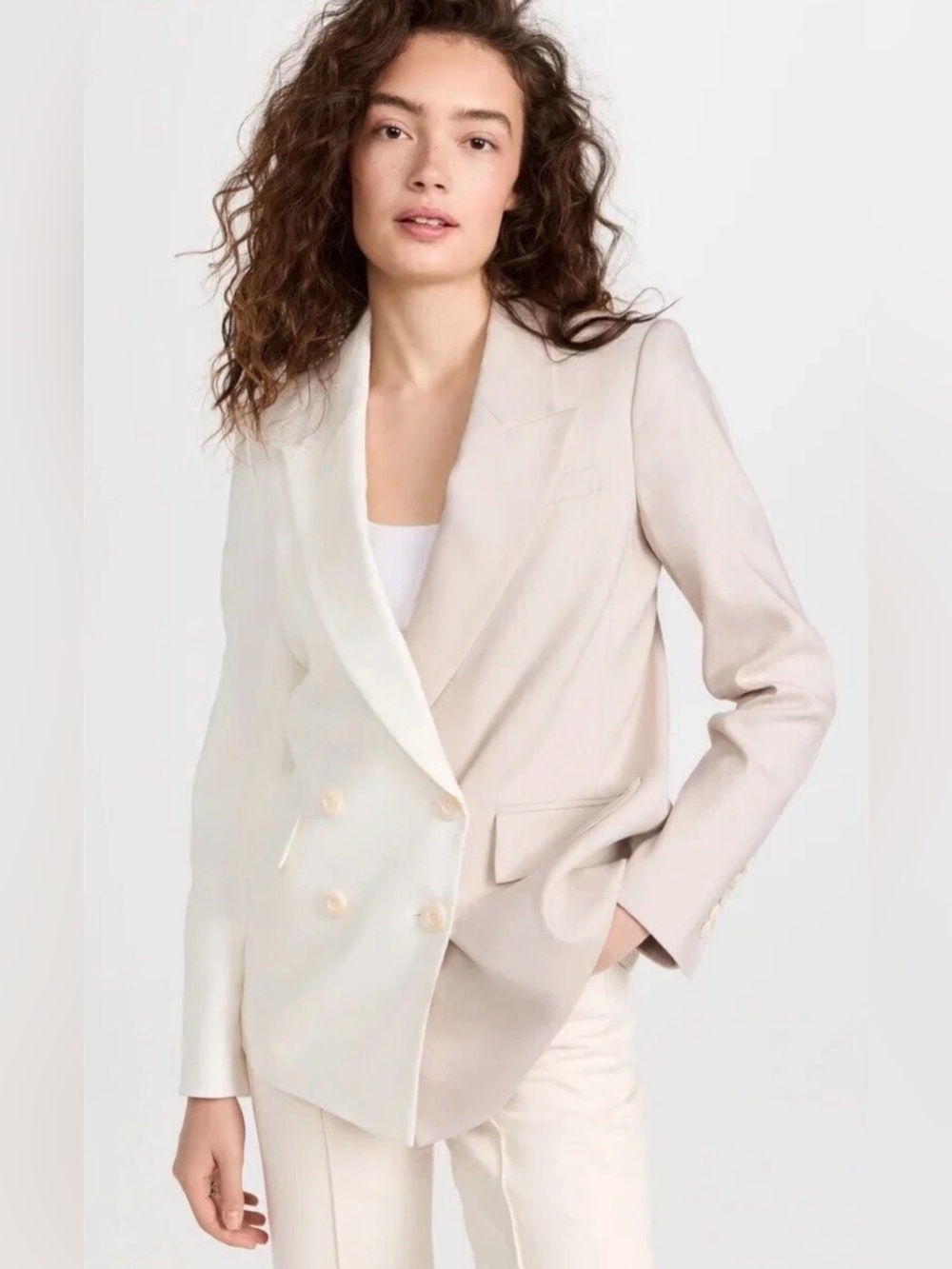 Veronica Beard Braeton Linen Blend White Limestone Dickey Jacket Blazer EUC 12